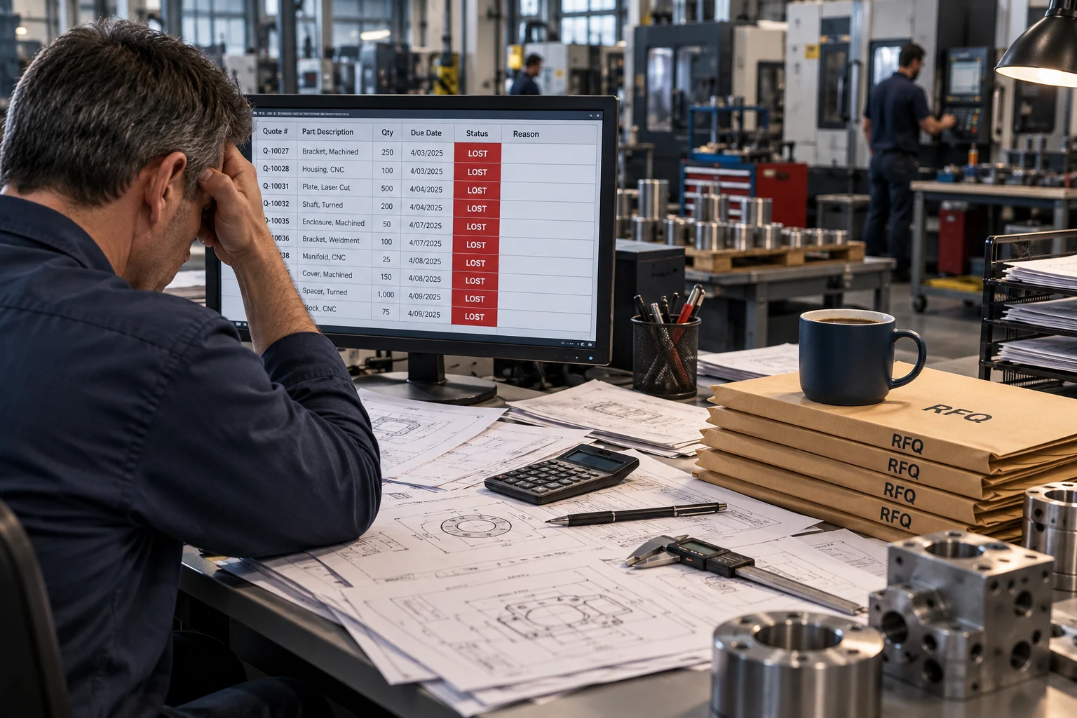 An estimator’s quote log full of lost quotes with no recorded reasons
