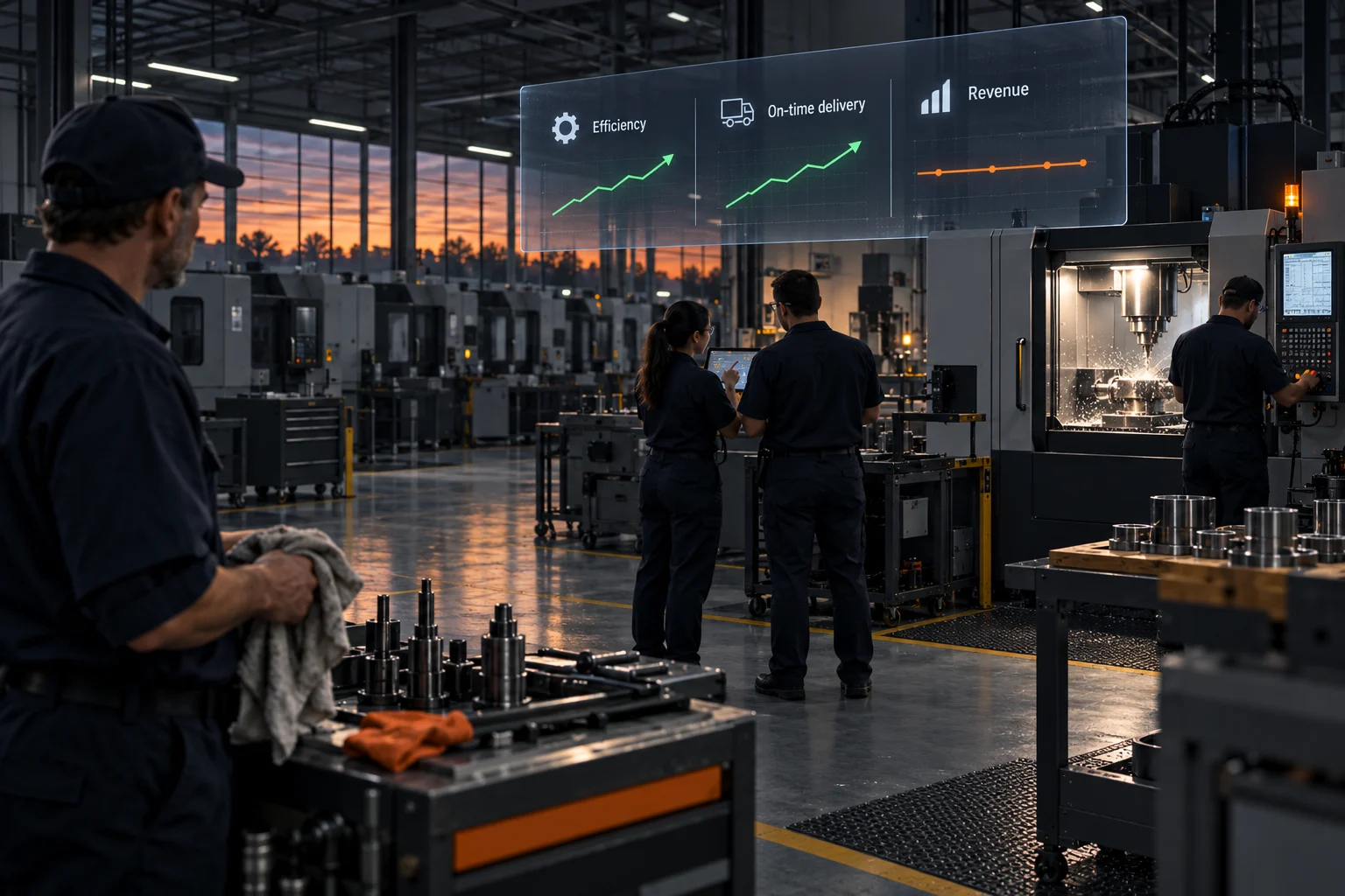 Factory efficiency metrics rising while the revenue line stays flat